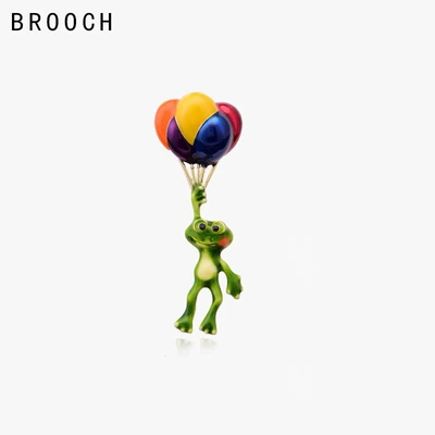 Cross-Border Enamel Balloon Frog Brooch, High-End Niche Men's and Women's Corsage, Retro Silk Scarf Buckle Pin, Clothing Wholesale