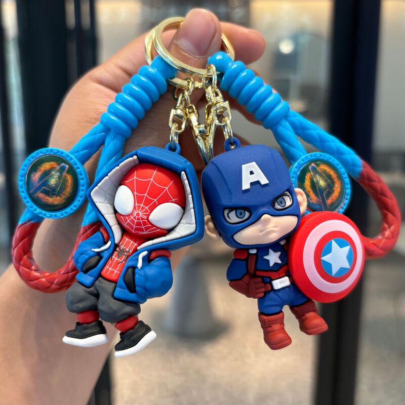 Super Hero Keychain Marvel Series Spiderman Captain America Keychain Pendant Catch Baby Machine Small Gift
