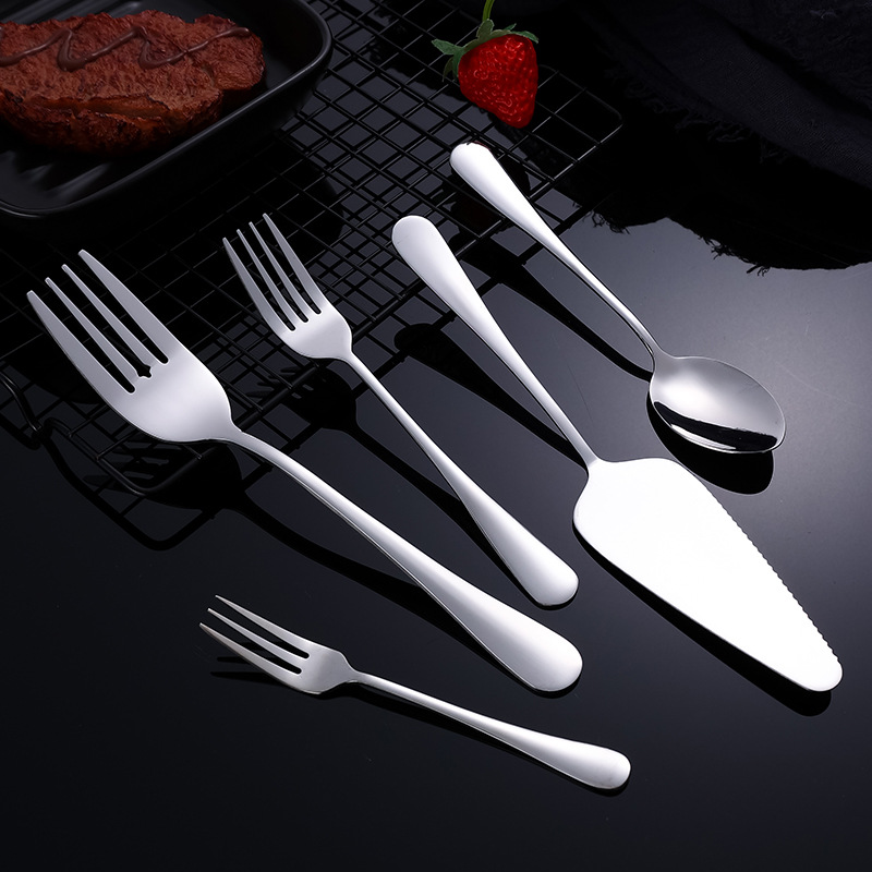 Partes públicas de acero inoxidable cuchara de servicio tenedor vajilla creativa postre cuchara de café para hornear pastel pala Tenedor de fruta cuchara de doble propósito
