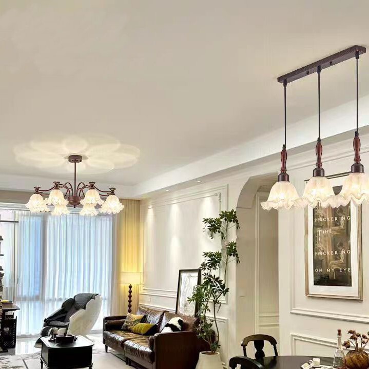 American retro lily of the valley French living room chandelier medieval dining room master bedroom ceiling lamp whole house lighting 2025 new