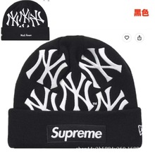 2025新款冬季洋基队毛线帽针织帽Supreme x New York保暖冷帽跨境