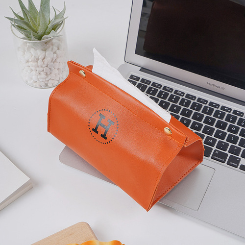 ins Nordic leather tissue box paper box living room home creative paper towel tube car desktop paper paper box PU leather