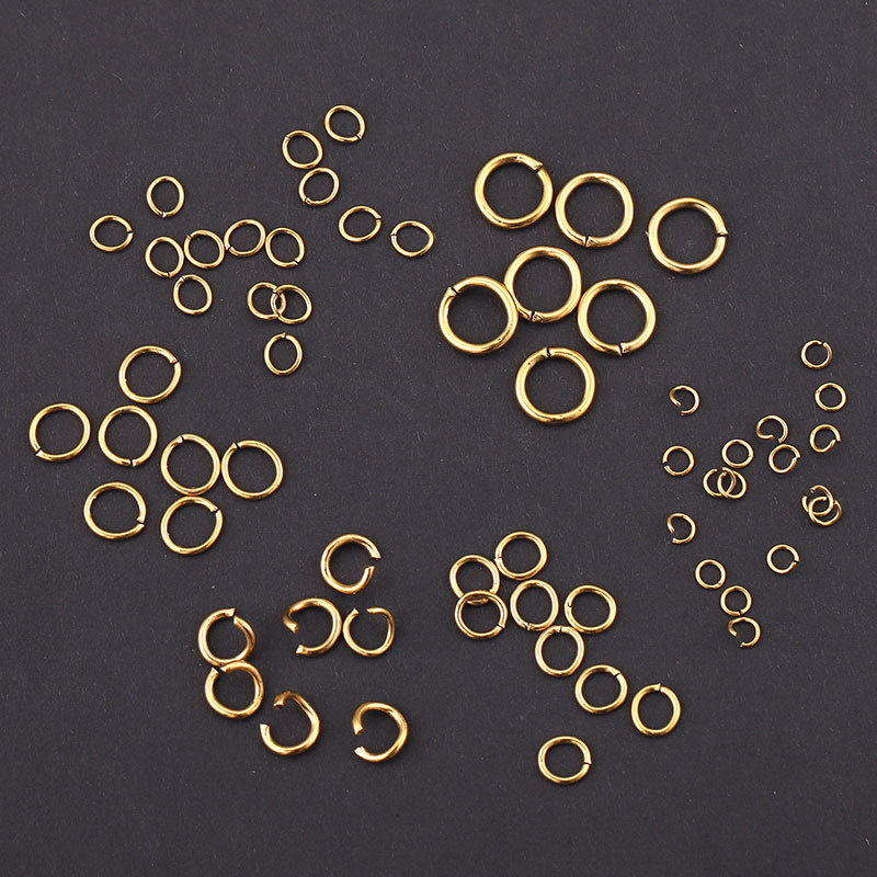 100 PCS/Package Stainless Steel 18K Gold Plated Solid Color Polished Jump Ring