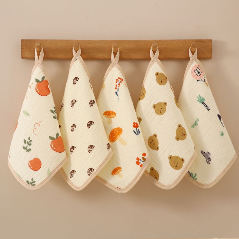 Small Square Towel, Type a Pure Cotton Gauze Square Towel, Absorbent Cartoon Baby Towel, Special Face Towel for Infants, Children's Towel