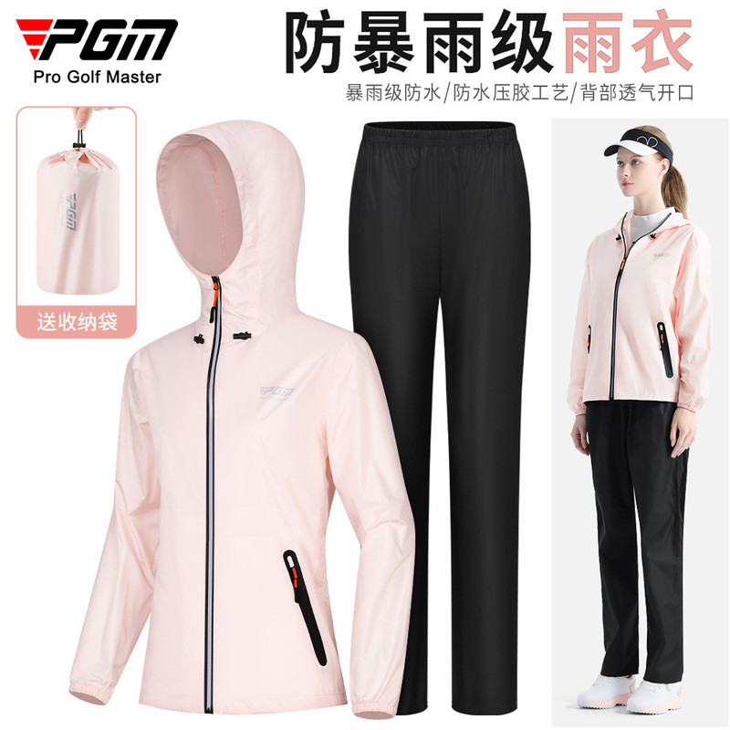 Pgm Golf Suit Men's and Women's Raincoat Rainproof Full Body Equipment Tops and Pants Complete Set of Clothing Hooded