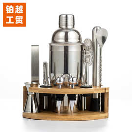 调酒工具套装半封闭木架调酒器雪克杯套装不锈钢雪克壶调酒工具