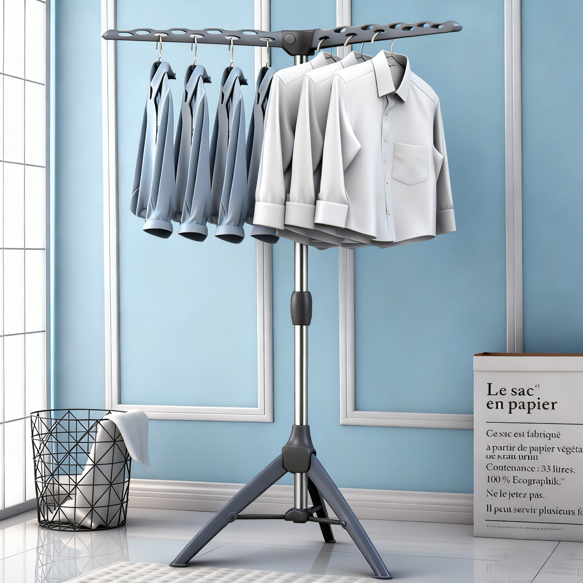 Ou runzhe 32-Tubo de piso plegable retráctil percha de ropa de tres piernas percha de ropa extraíble portátil para viajes