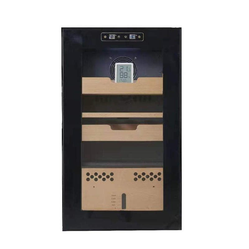 Ventas directas de la fábrica temperatura constante hidratante pequeño Gabinete del cigarro compresor inteligente sola puerta con cerradura madera maciza gabinete cigarro
