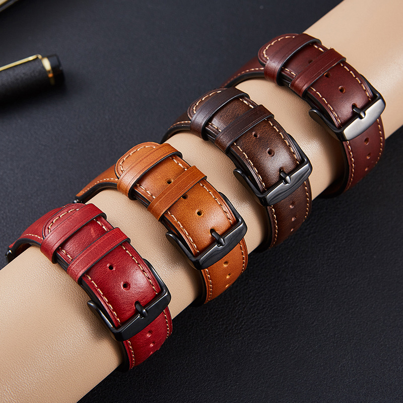 適用於蘋果apple iwatch8手錶真皮錶帶復古油蠟皮方尾柔軟錶帶