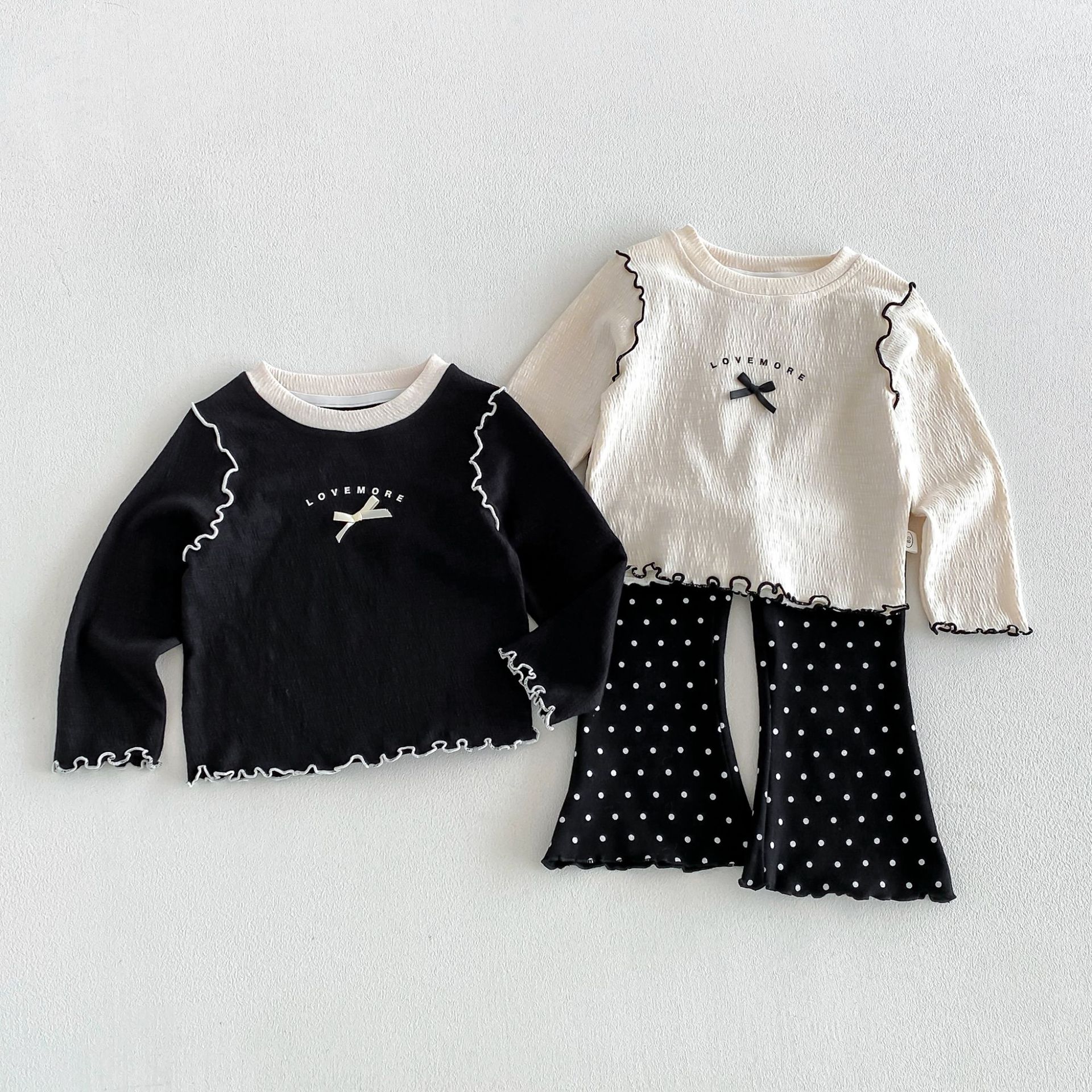 Autumn children's cute base body-friendly T-shirt with bow