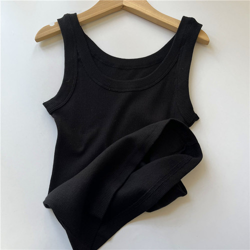 W5810!  Women's spring and summer inner wear essential, basic and versatile solid color cotton thread outer knitted bottoming vest