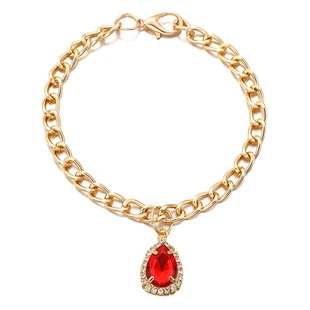 Cross-border e-commerce high-grade color water drop gemstone pendant cat necklace puppy jewelry aluminum chain