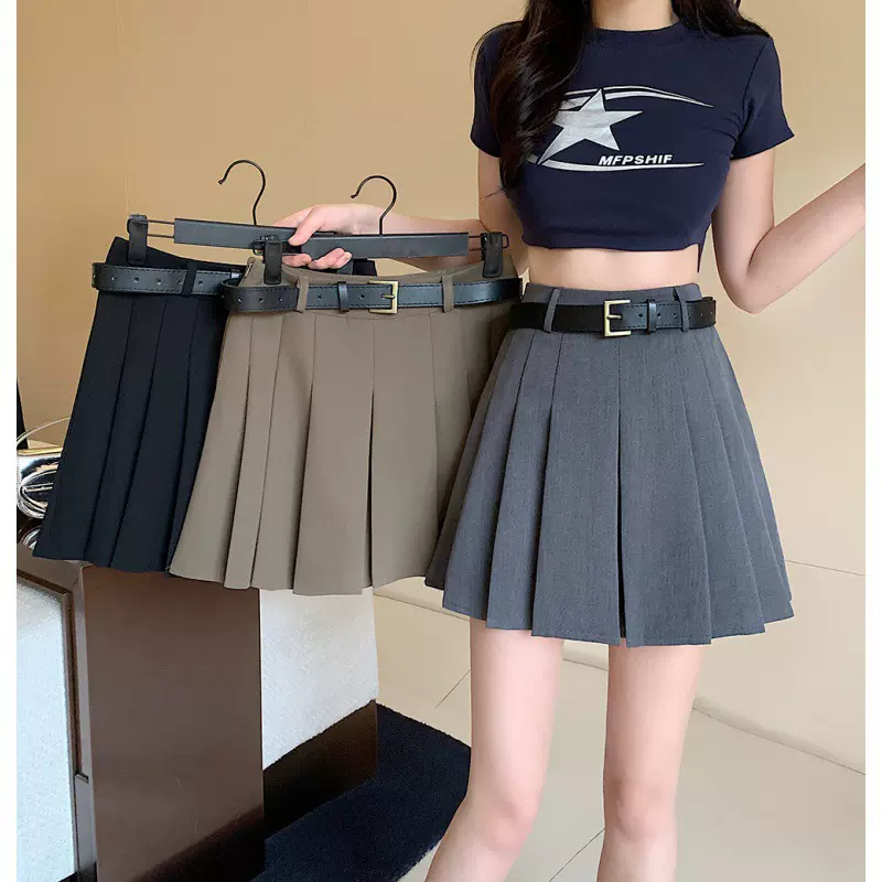 实拍 现货 2024大码女装新款秋装装胖妹妹简约百搭百褶裙半身裙