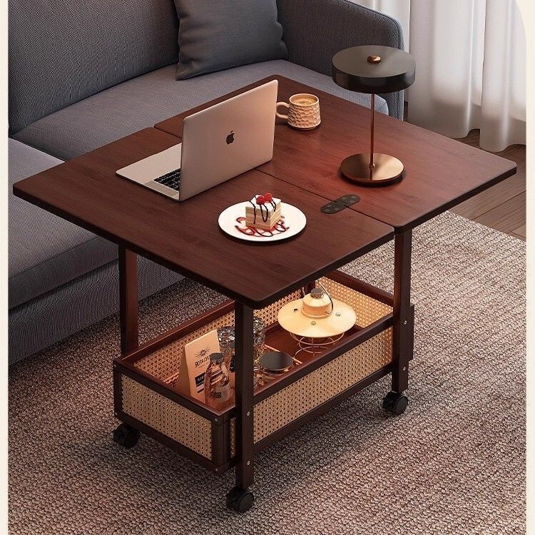 Household Folding Table with Wheels, Small Trolley, Small Side Table, Integrated Chinese-Style Retro Design, Suitable for Rental Apartments and Small Spaces Household Folding Table with Wheels, Small Trolley, Small Side Table, Integrated Chinese-Style Retro Design, Suitable for Rental Apartments and Small Spaces