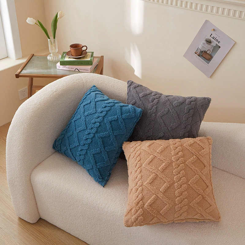 Modern and minimalistic plush double-sided pillow, pillowcase for bed, sofa