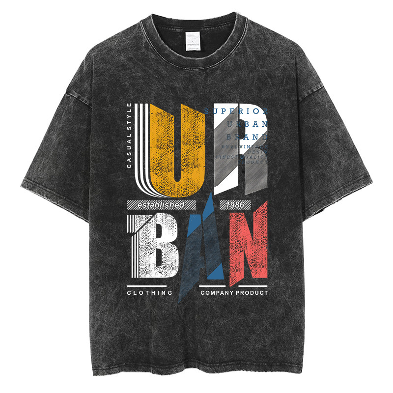 90 s fashion men's and women's T-shirt letter printed T-shirt cotton retro hip-hop street T-shirt foreign trade wholesale short sleeve