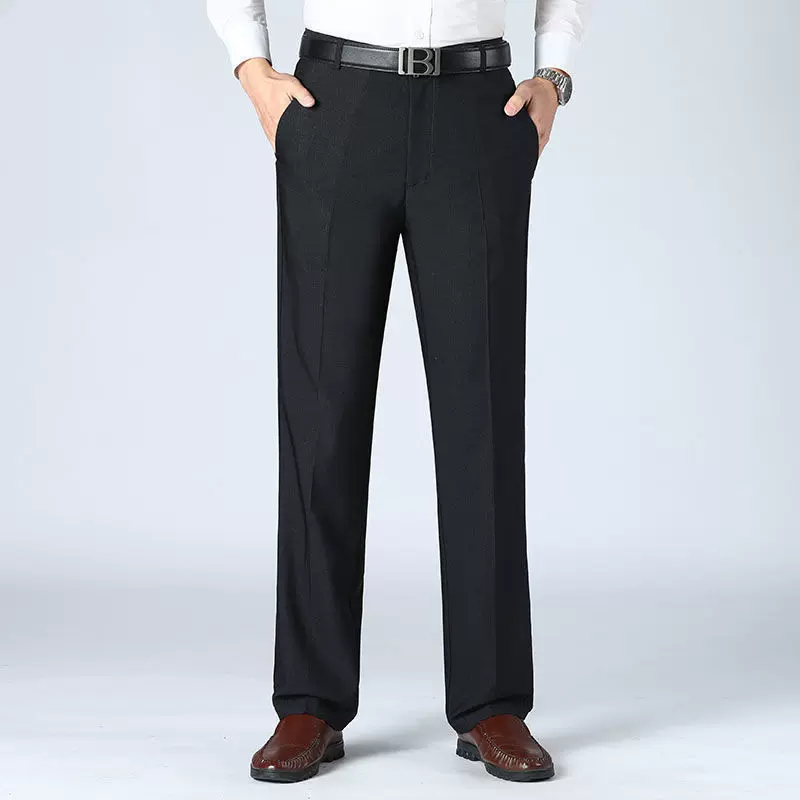 春秋厚款休闲西裤男士西装裤中老年男裤宽松高腰爸爸裤子男式长裤