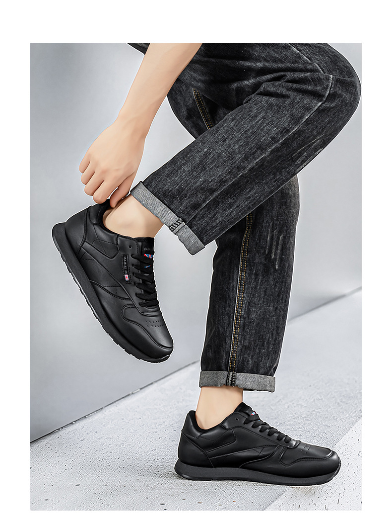 Men's Leather Casual Sneakers With Thick Sole For Height Increase_voghion.com