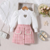 Demi-season jacket, mini-skirt, set, children's clothing, Chanel style, puff sleeves, A-line