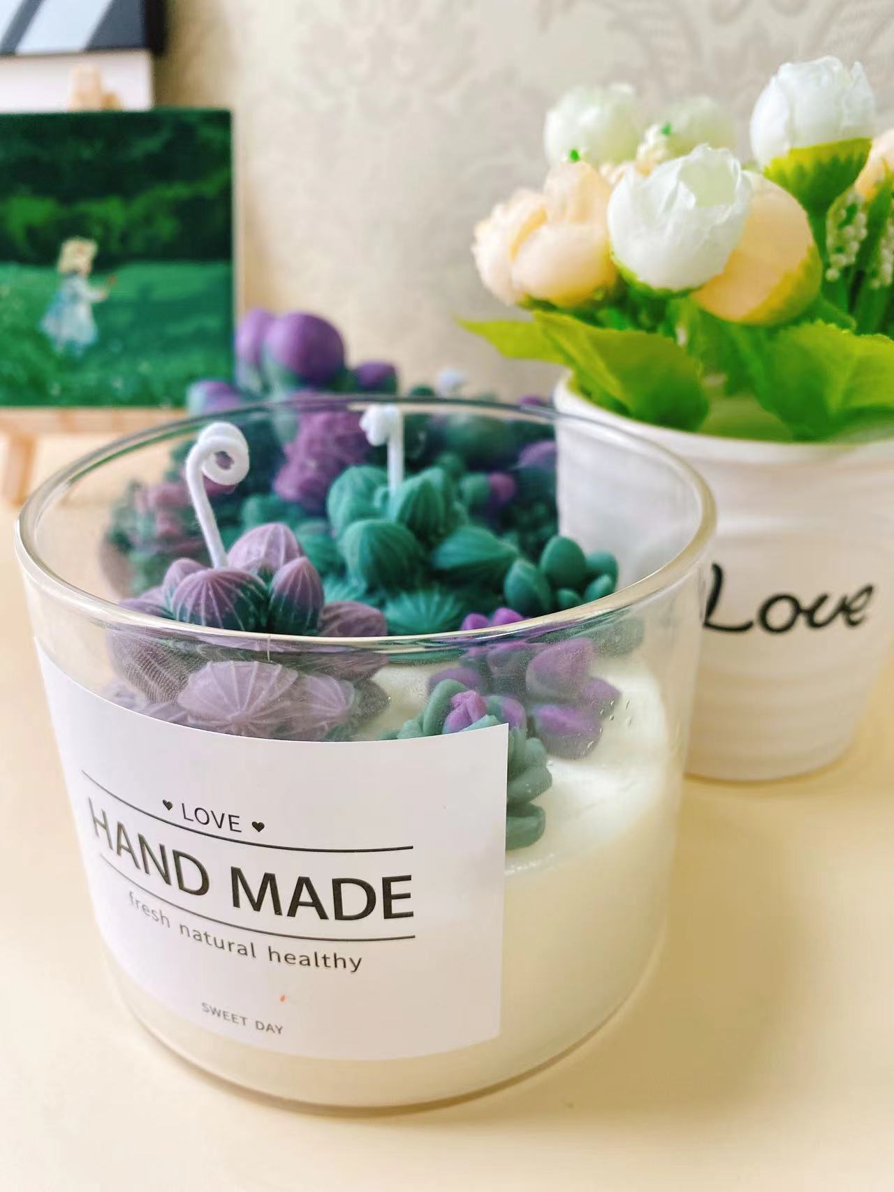 Suculentas cactus colección aromaterapia vela decoración de interior regalo cumpleaños