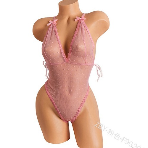 Foreign trade erotic lingerie, European and American style one-piece sexy pajamas, lace transparent jumpsuit, manufacturer supply ZB203