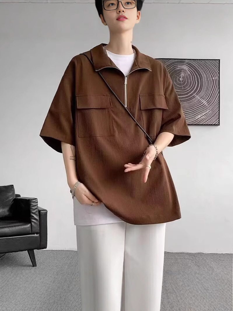 Camisas de ropa de manga corta con solapa, camisetas de moda de verano para hombres, camisetas coreanas, tendencia delgada, 2025 nuevo estilo universal