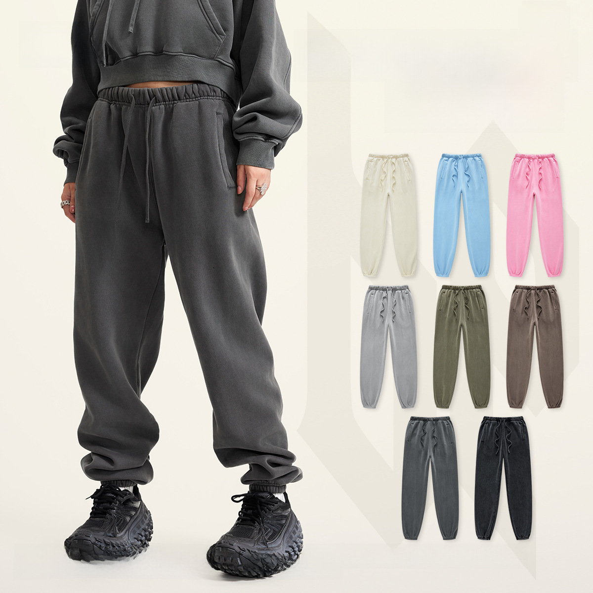 BE Men's Clothing | 2025 Spring and Autumn American Fashion Brand Washed Retro Style Hairpin Pants Plus Fleece Casual Sport Pants Men