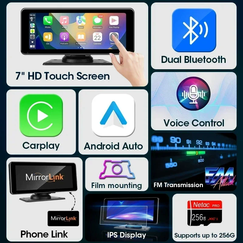 Новый портативный беспроводной CarPlay MP5-плеер для автомобиля, 10.26-дюймовый высокоразрешающий крупный экран, автомобильное радио