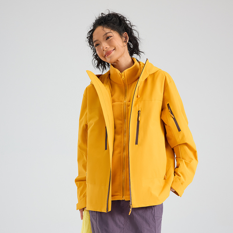 美式情侣冲锋衣冬季防风保暖三合一户外徒步纯色登山服夹克|undefined