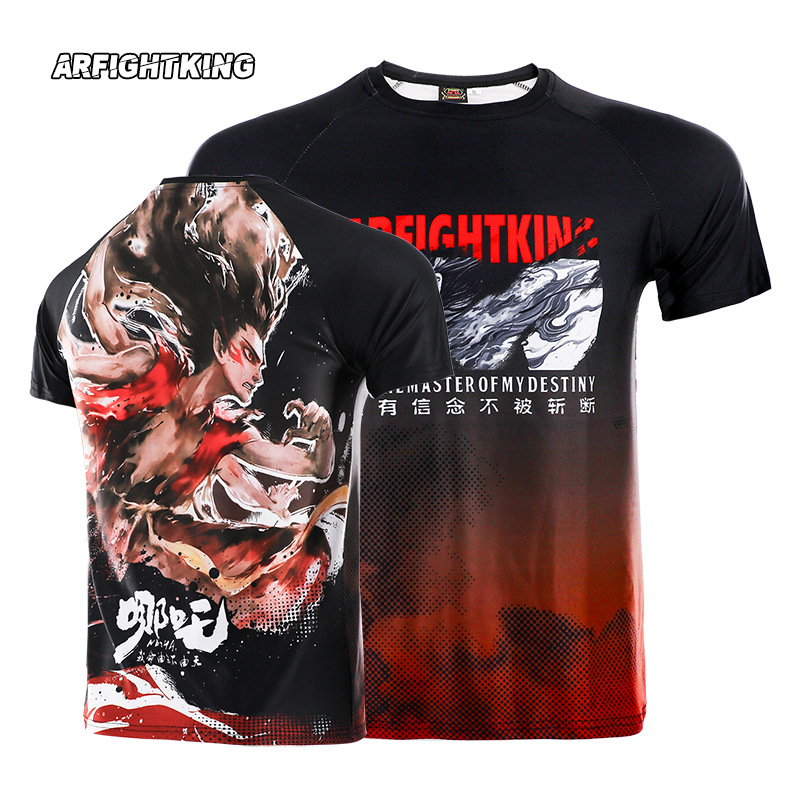 Mma Turns the World Around Nezha Sports T-Shirt Elastic Breathable Jiu-Jitsu Training Fighting Ufc Thai Boxing Short-Sleeved Customization