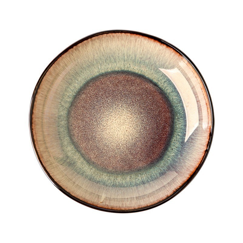 Llama transfronteriza horno esmaltado cubiertos graduados irregulares platos de cerámica platos exportación de porcelana vintage europea y americana única