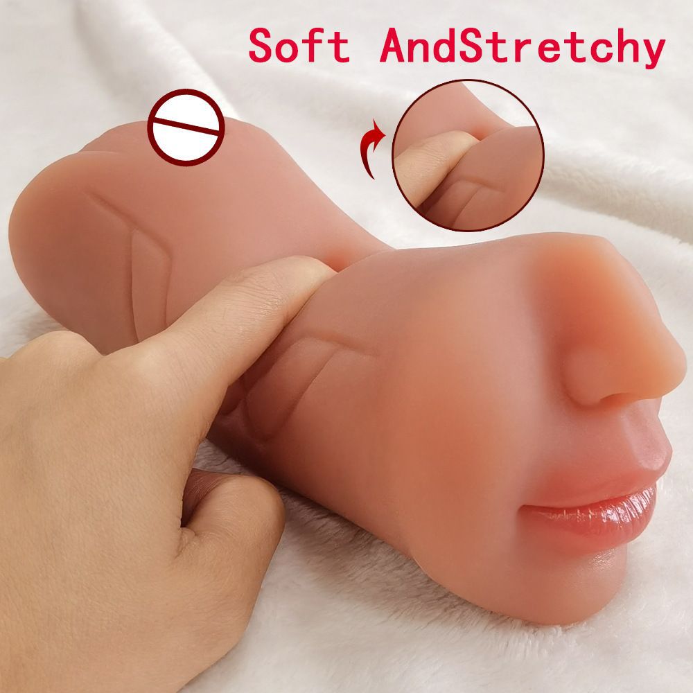 Double-Headed Manual Masturbator Cup with Three Channels, TPE Dual-Entry Design — detail image 2