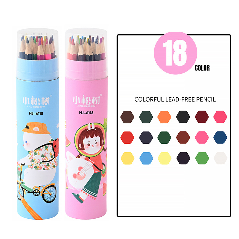 Los niños dibujan un conjunto de lápiz de color de barril multicolor para dibujos de dibujos animados lindos aceites de plomo de color image 8