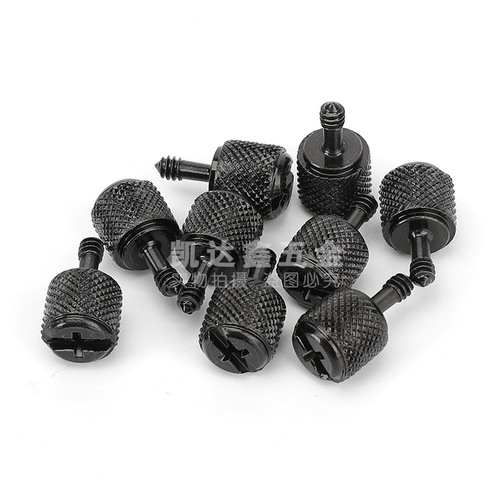 Computer case knurled hand screws cross round head step screws black zinc fasteners manufacturer wholesale 6-32