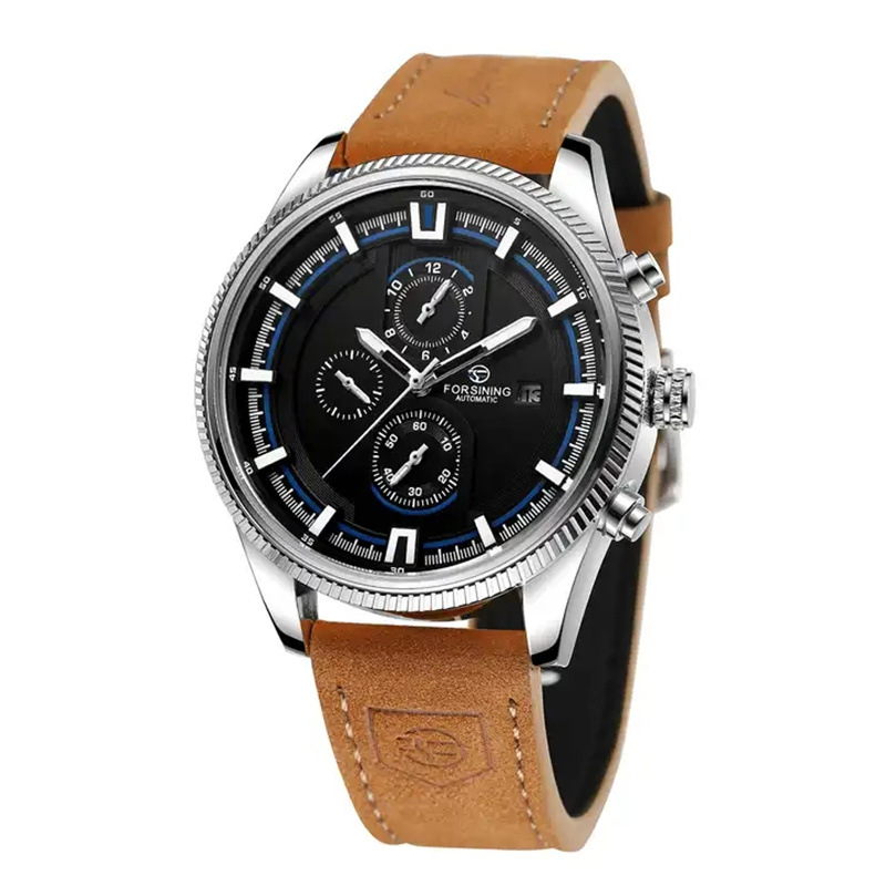 Forsining estilo europeo y americano multi-funcional casual hombres reloj mecánico automático moda deportes motocicleta reloj