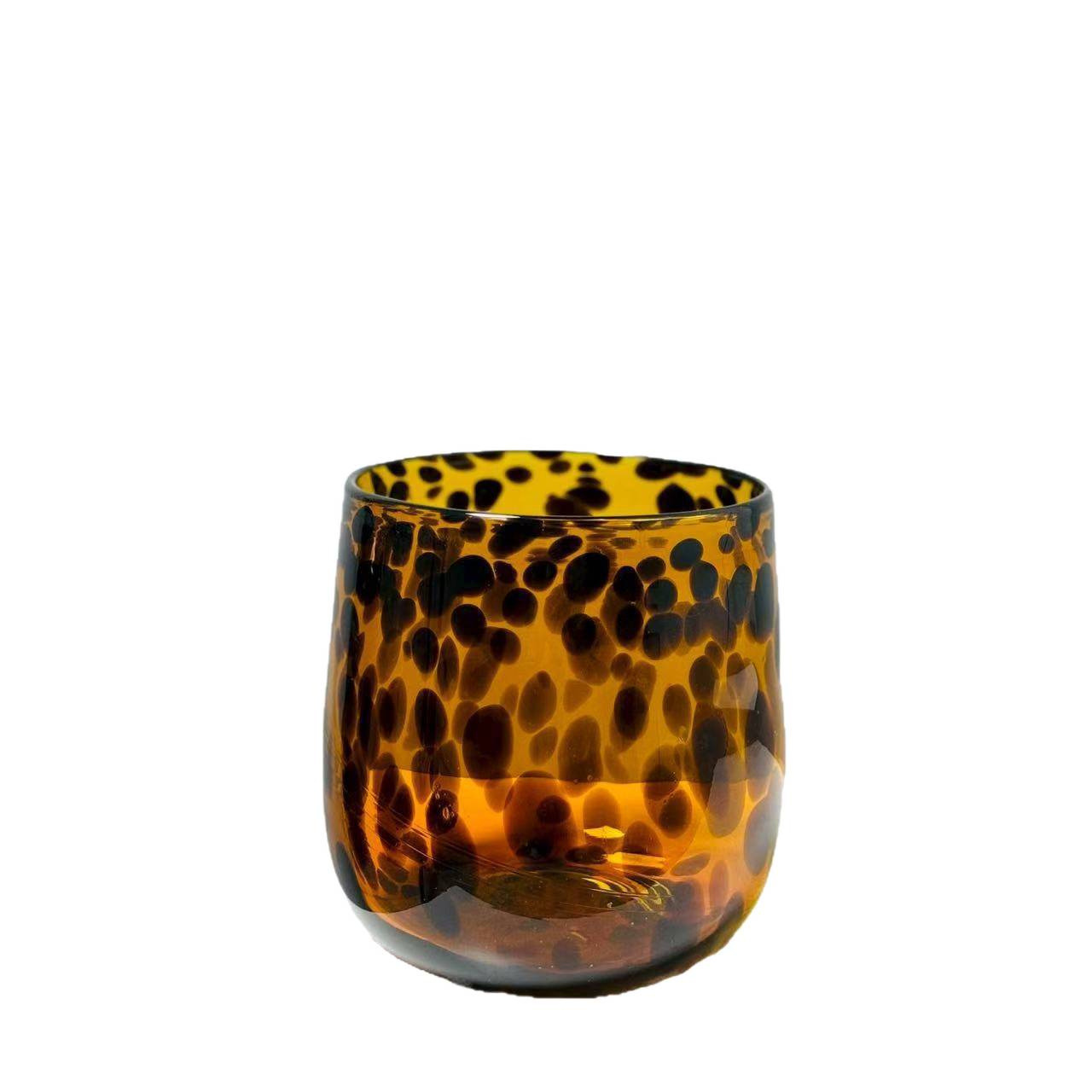 (exportación de la cola simple) tazas de vidrio de tortuga leopardo estampado de llama ornamentos floral decorativo vintage creativo vasijas ornamentos de mesa