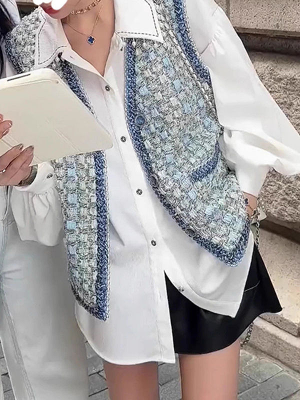 Aesthetic Online Winter New Easiest for Match Blue Vest Jacket