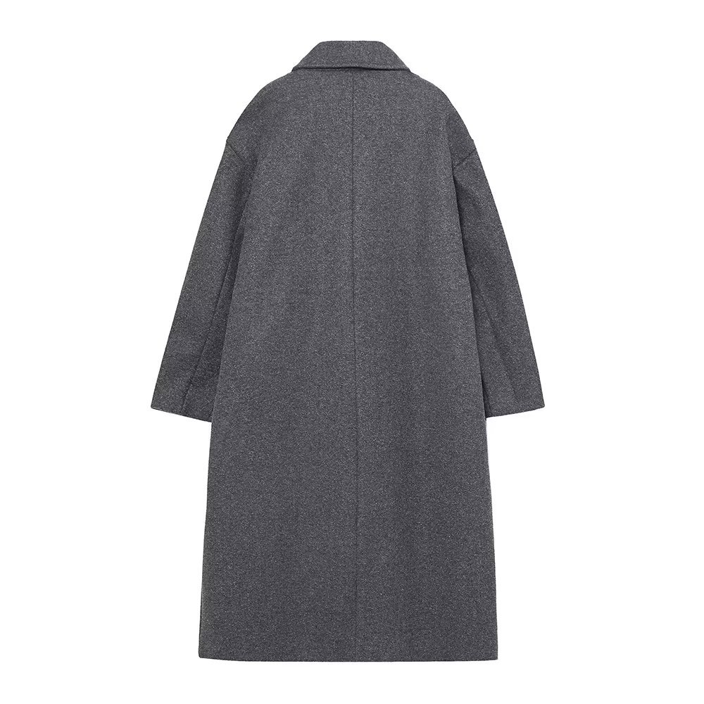 Women Autumn Winter Thick Long Coats Vintage V Neck Long Sleeve Pockets Jackets Fashion 2023 Elegant Female Coats_voghion.com