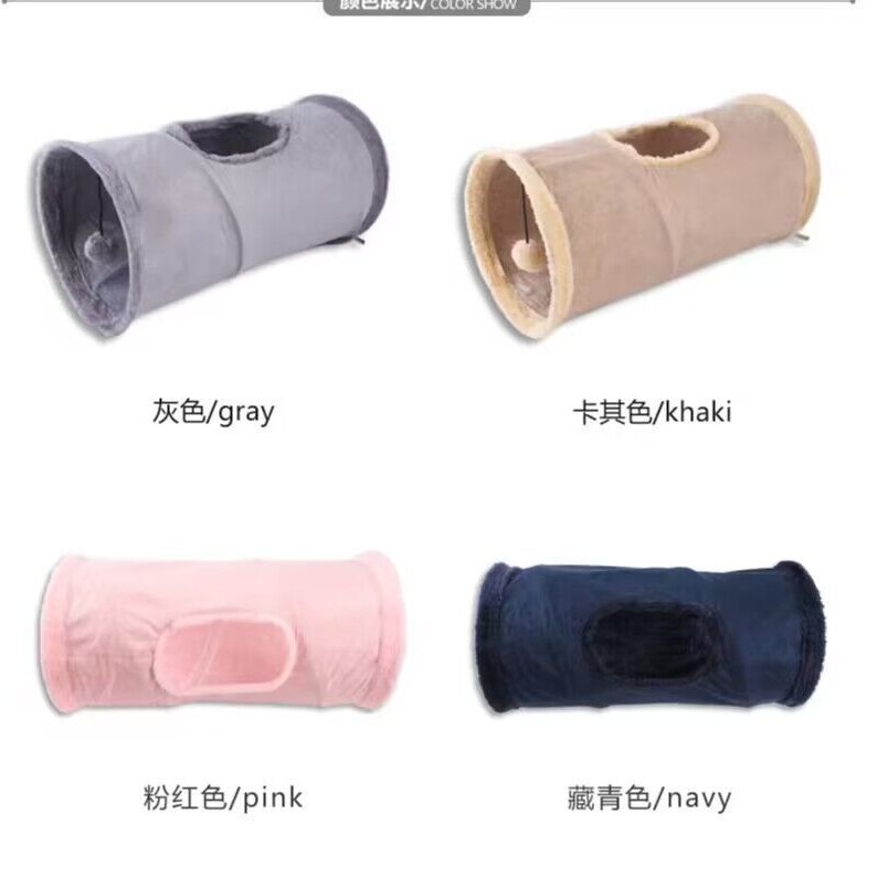 Amazon estación europea Venta caliente gamuza recto a través del túnel para mascotas plegable divertido gato canal fleece-forrado gato juguete