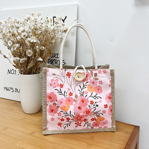 Bags Floral Canvas Bag Women's Bag Small Fresh Western Style Shoulder Bag Fashion Tote Bag  New Women's Bag