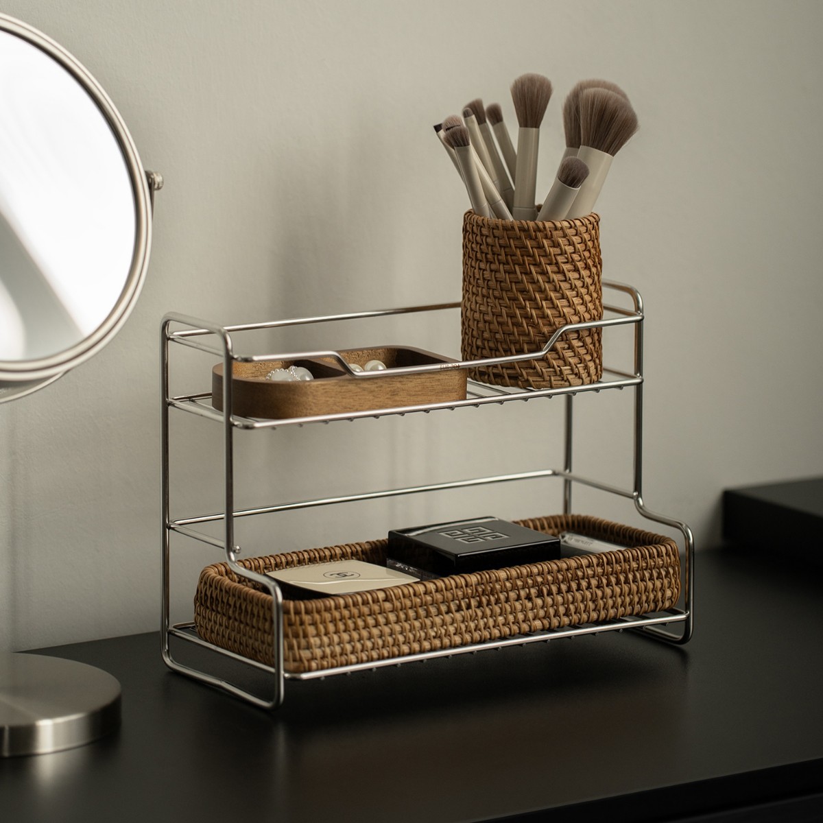 Miscellaneous Desktop Stainless Steel Storage Rack Cosmetics Storage Rack Organizer Multi-Layer Cup Holder Dressing Table Skin Care Products