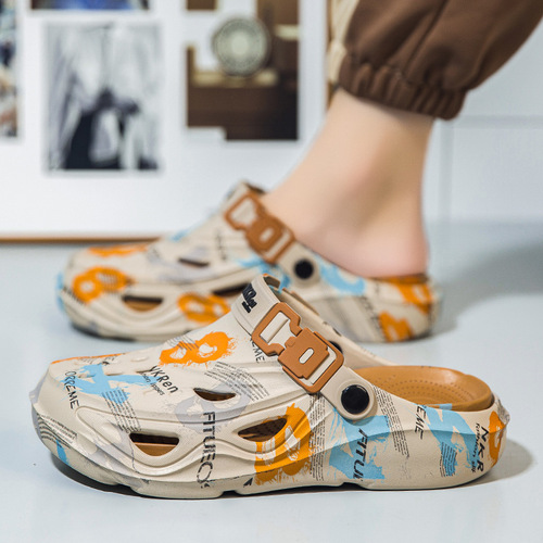Men's Summer Slip-on Hiking Shoes for Outdoor Wear, Non-slip Driving Two-in-One, Comfortable Sports Sandals for Large Feet and Casual Beach Wear