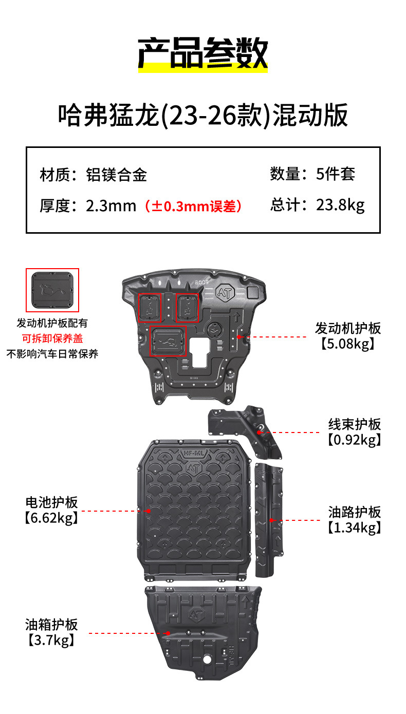 For Haval Menglong 23-26 Battery Motor Chassis Full Car Protection Plate