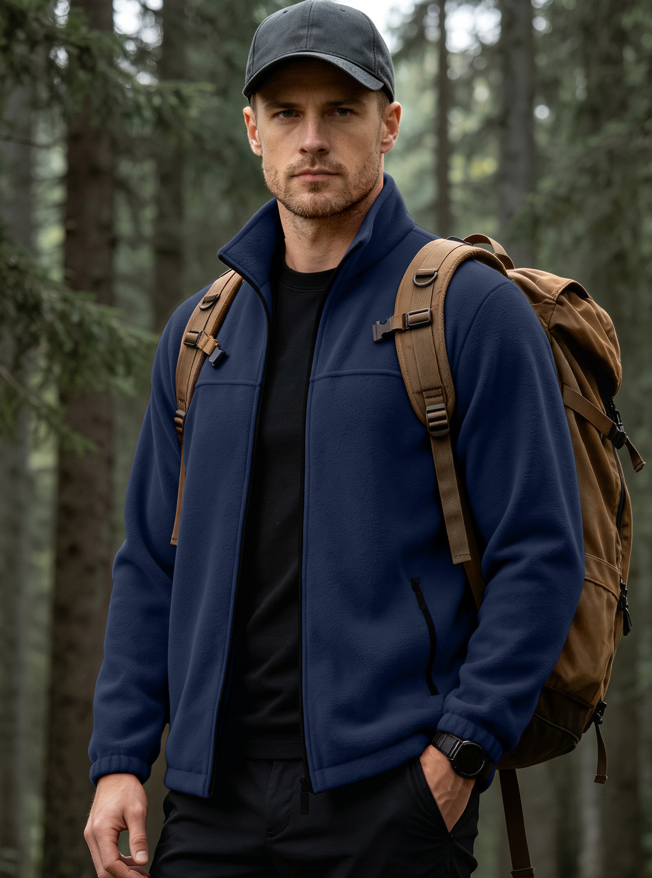 Sudadera con Cuello Alto de Forro Polar para Hombre 380g de Poliéster Térmico para Ocio image 12