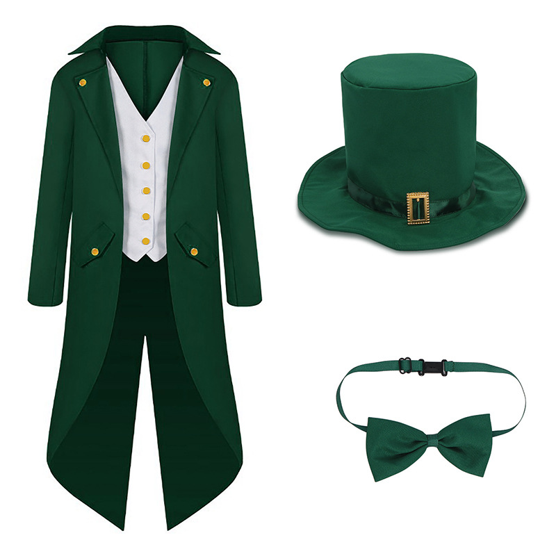 Amazon Wish Medieval Tailcoat Ball Halloween St. Patrick's Day Irish Green Performance Costume