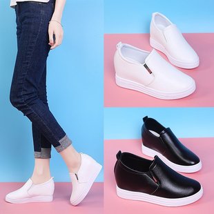 Torre Women's Shoes 2022 Spring and Summer New Fashionable Shoes Leather Top All-match Comfortable Casual Sports Inner Height Increasing White Shoes for Women