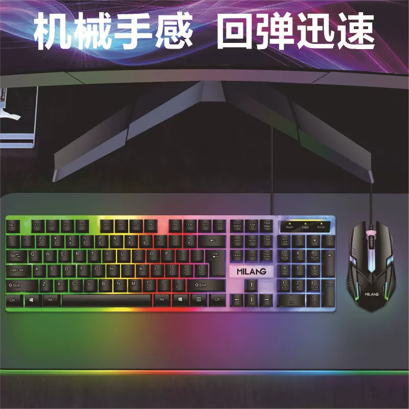 Rainbow Mechanical Keyboard and Mouse Set T6 – RGB, влагостойкий, настраиваемые цвета, проводной