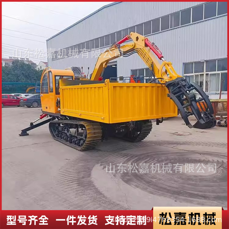 Vehículo de transporte de orugas agrícolas agarrando máquina de madera agarrando todo terreno tigre trepador orugas hidráulica autocarga agarrando máquina integrada