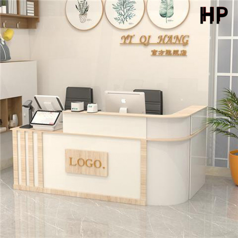 Simple Modern Curved Bar Semi-Circular Corner Reception Counter Company Front Desk Shop Cashier Corner Consultation Counter