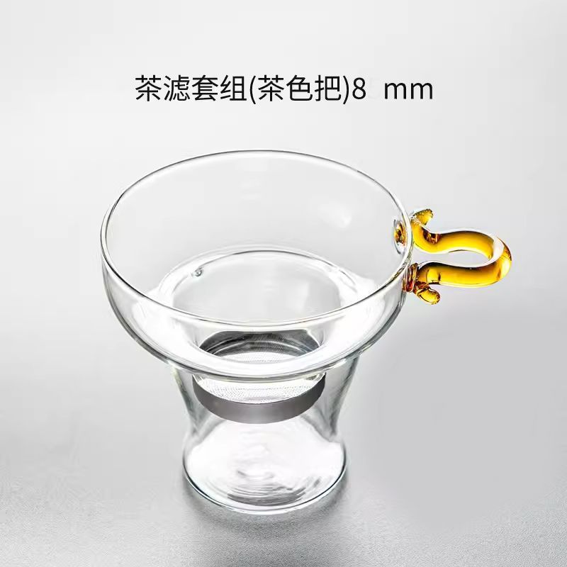 Filtro de té de vidrio transparente de alta borosilicona grueso resistente al calor de acero inoxidable para el hogar de bambú y madera accesorios de filtro de kung fu